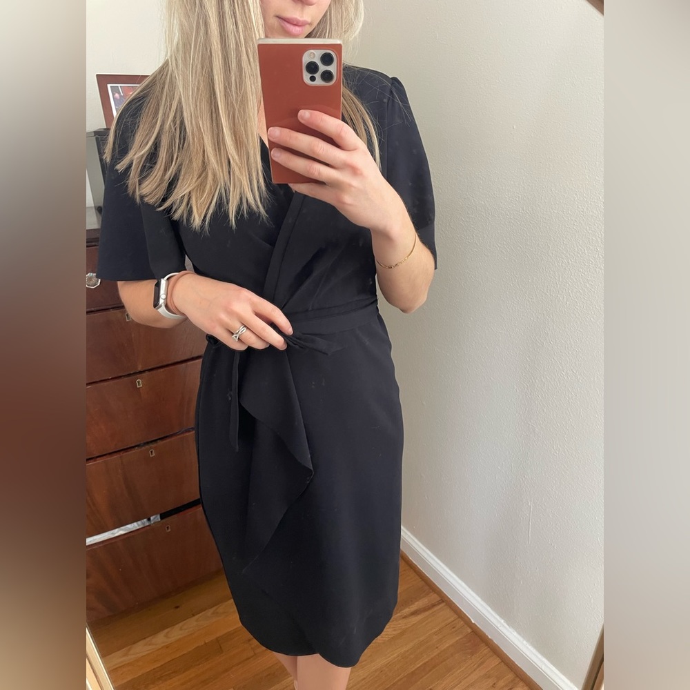 Donna Morgan Navy Blue Professional Wrap Dress size 4